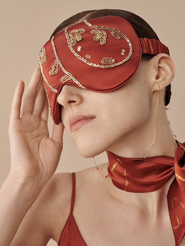 CNY -Embroidered Golden Snake Eye Mask