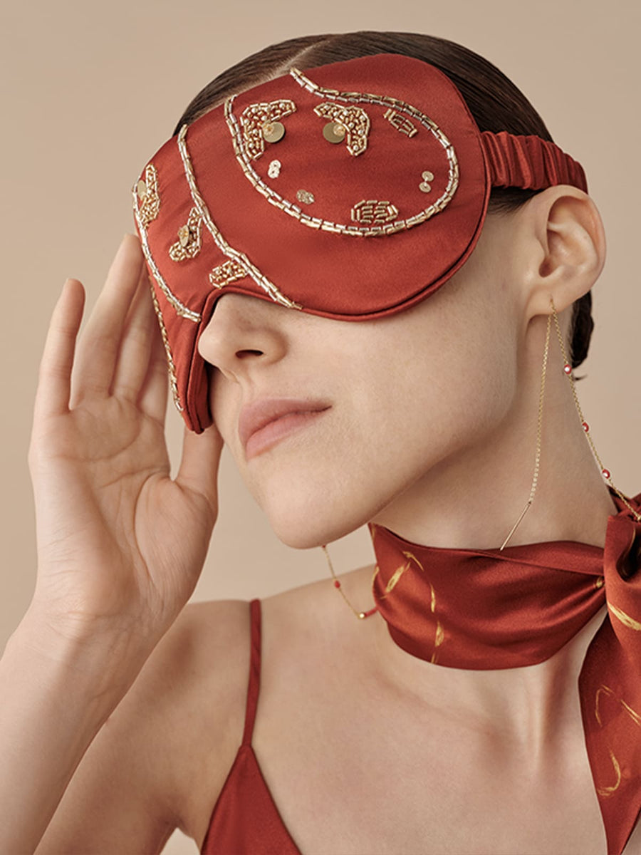 CNY -Embroidered Golden Snake Eye Mask