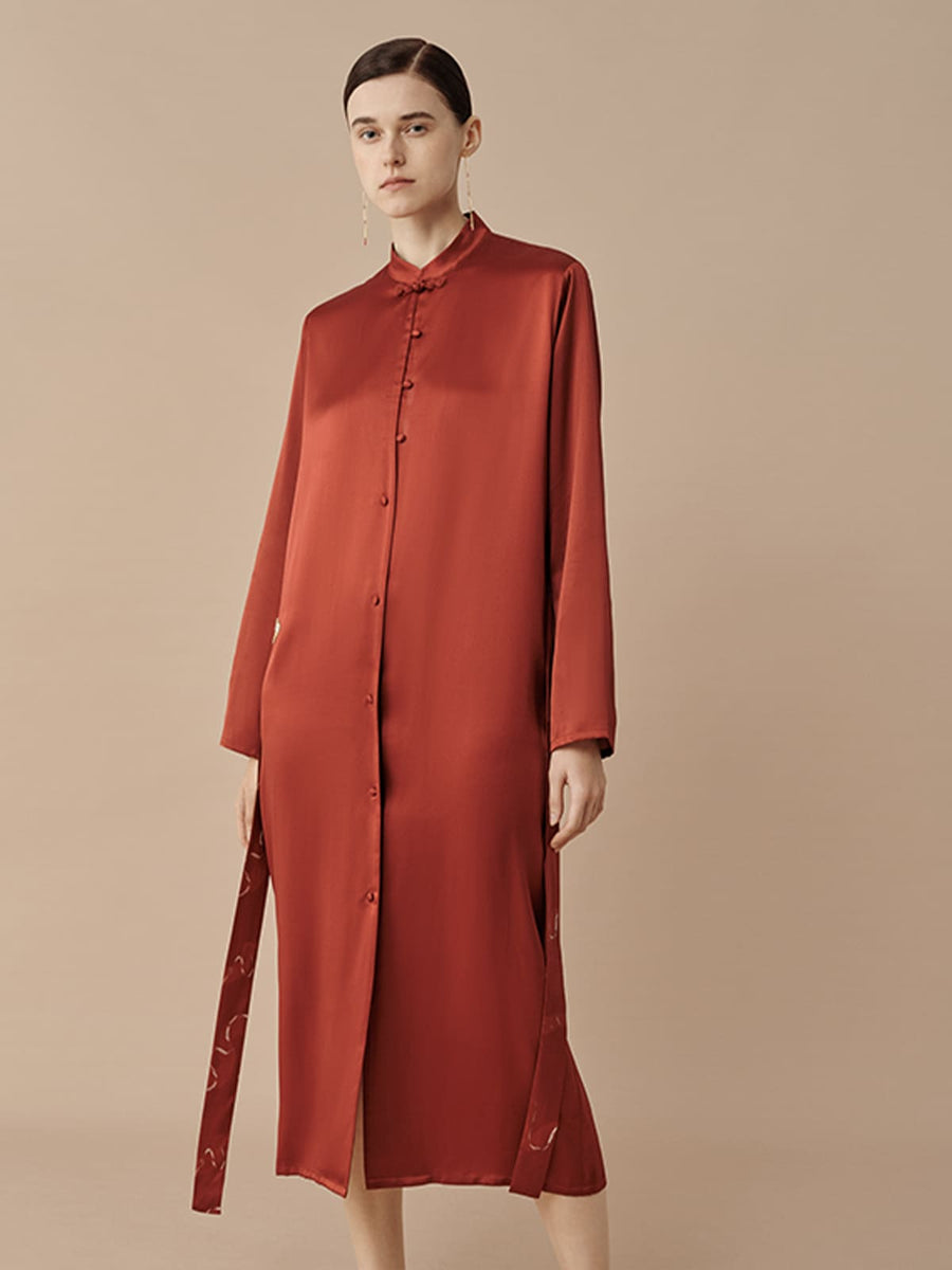 CNY - Auspicious Mandarin Collar Long Dress