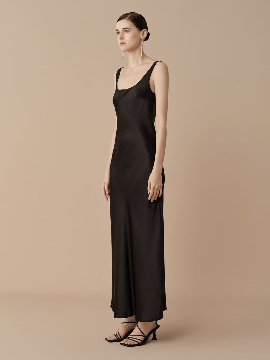 SILKINC Low Back Silk Evening Long Dress