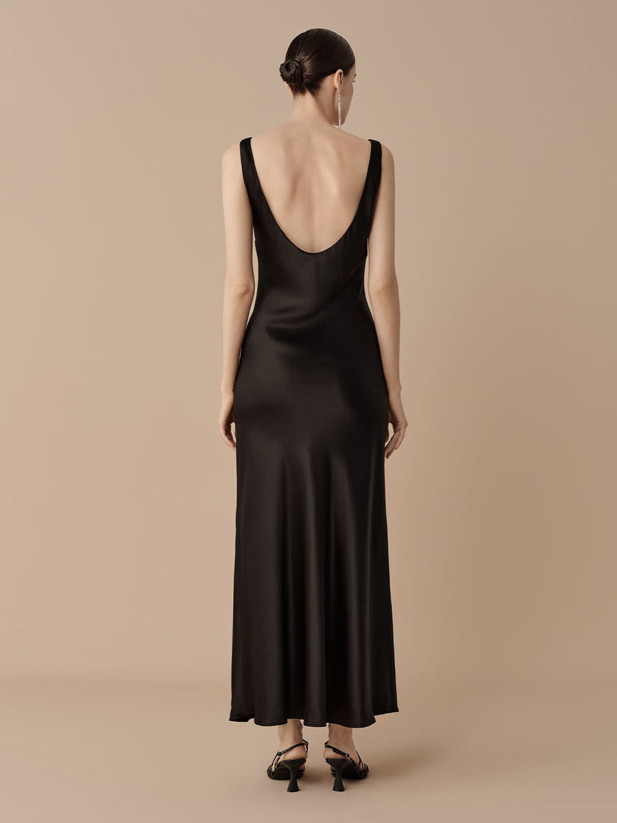 SILKINC Low Back Silk Evening Long Dress