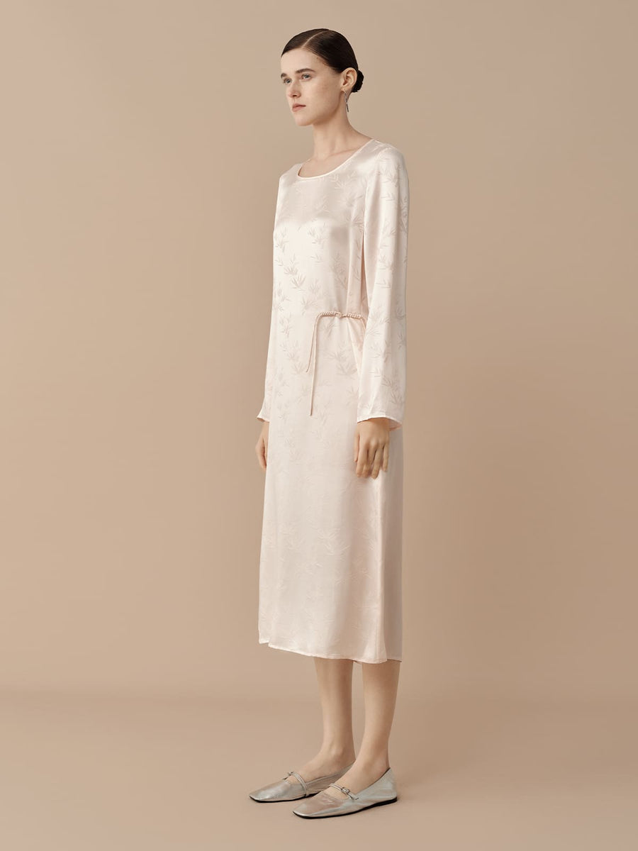 SILKINC Long Sleeved Silk Jacquard Dress