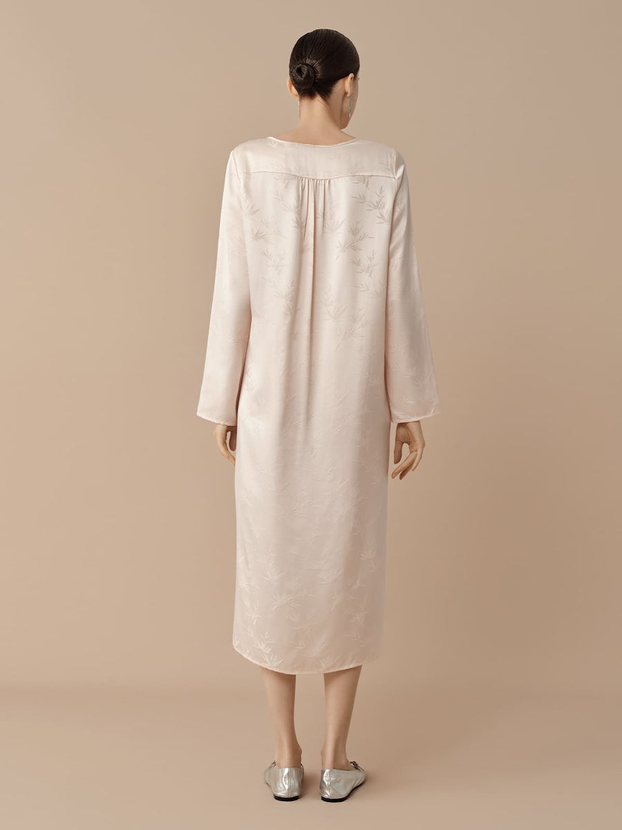 SILKINC Long Sleeved Silk Jacquard Dress