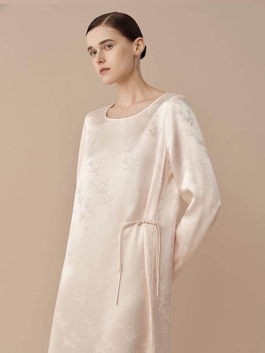 SILKINC Long Sleeved Silk Jacquard Dress