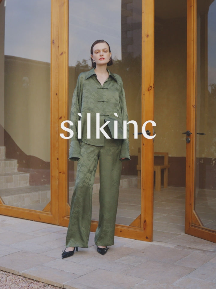 SILKINC  Silk Jacquard Shirts Long Set